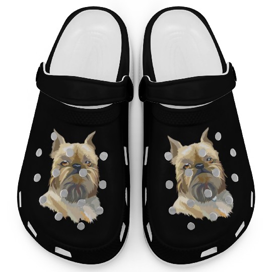 Cute Brussels Griffon Dog Watercolor Painting Clogs