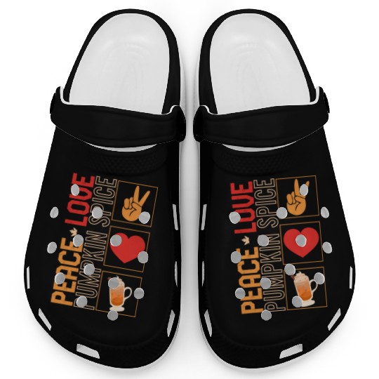 Thanksgiving Clogs, Peace Love Pumpkin Spice Clogs,