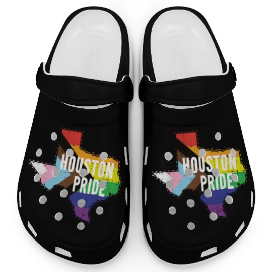 Houston Pride Gay Lesbian Queer Texas Rainbow Flag Clogs