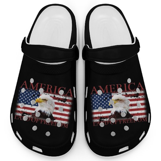 America Land Of Freedom Clogs Eagle US Flag Pride