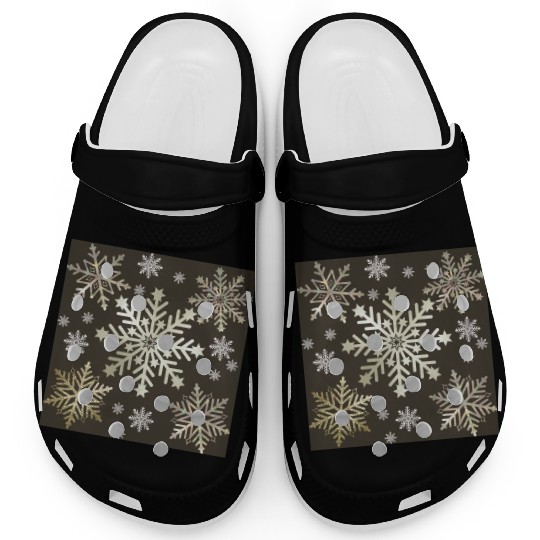 Beige Snowflakes Christmas Pattern Clogs