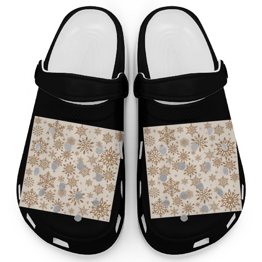 Beige Snowflakes Christmas Pattern Clogs