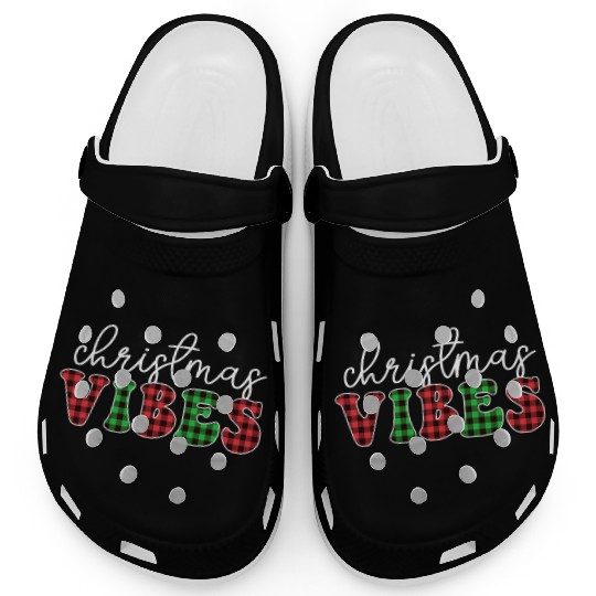 Christmas Vibes Buffalo Plaid Retro Christmas Clogs