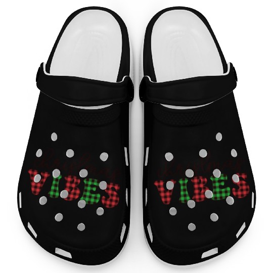 Christmas Vibes Buffalo Plaid Retro Christmas Clogs