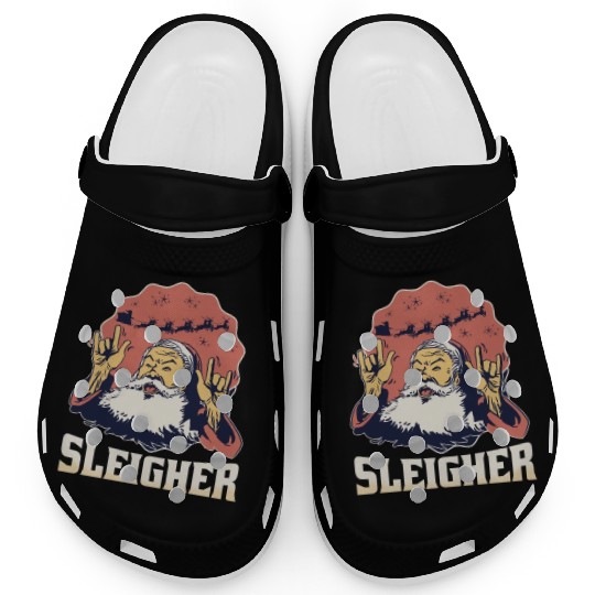 SleigheFunny Heavy Metal Santar Metal Santa Clogs
