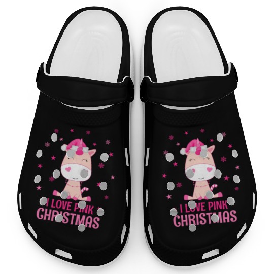 Unicorn I love pink Christmas Clogs