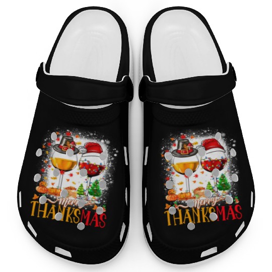 Merry Thanksmas Santa Hat Thanksgiving Christmas Clogs
