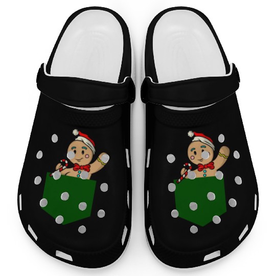 Christmas gingerbread man in breast pocket gift Clogs