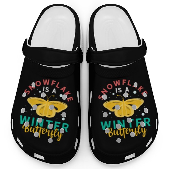 Snowflake Is Winter Butterfly Christmas Holiday Clogs