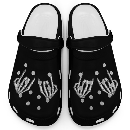 Skeletal rock on sign - rock and roll Clogs