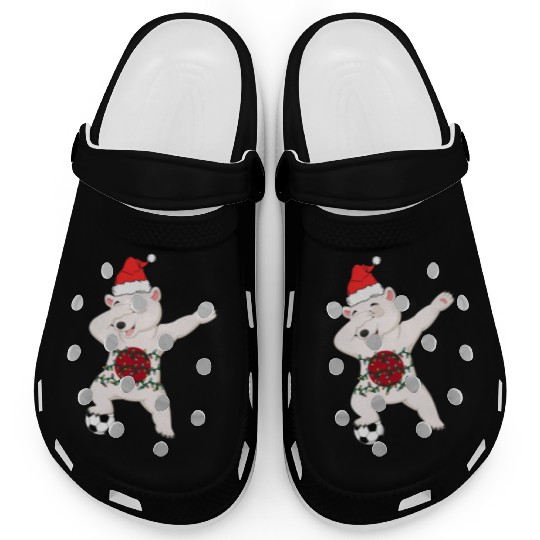 Soccer Boy Dabbing Polar Bear Christmas Hat Clogs