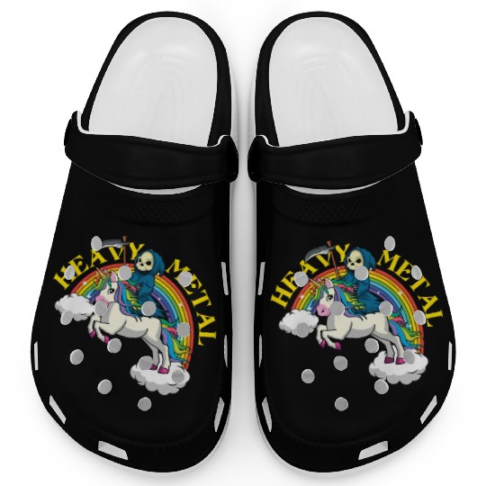 Skeleton Unicorn Rainbow Metal Music Heavy Rock Clogs