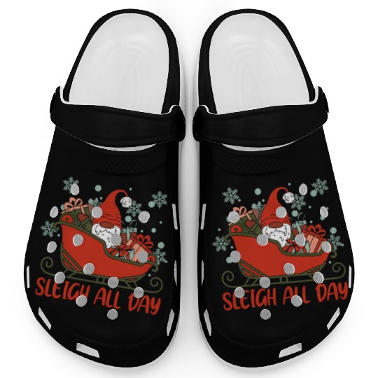 Xmas Christmas Sleigh All Day Gnome Clogs