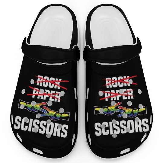 Womens Rock Paper Scissors Funny Lgbt Pride Clogs