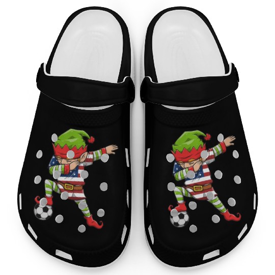 Soccer Boy Dabbing Elf Squad Christmas Jersey Clogs