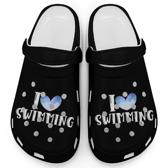 I Love Swimming Swimmer Swim Clogs