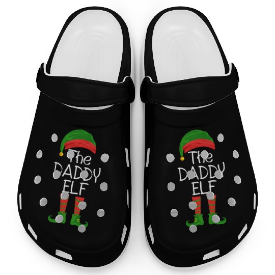 THE DADDY ELF, Funny Christmas gift idea print Clogs