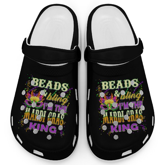 Beads and Bling I'm The Mardi Gras King Clogs