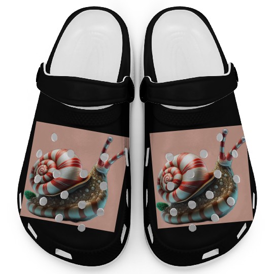 Candy Cane Christmas red and white striped Snail Clogs