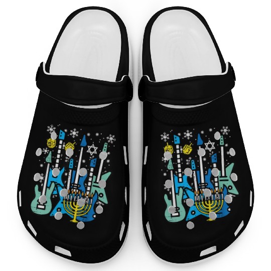 Hanukkah Guitars Chanukah Jewish Rock Rocker Clogs