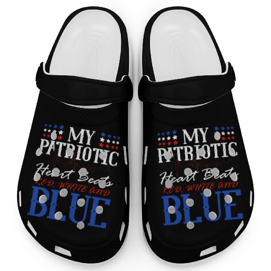 My Patriotic Heart Beats Red White and Blue 4th Clogs
