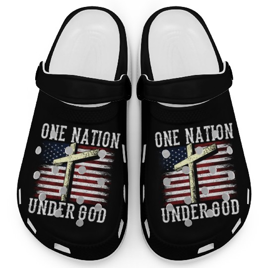 One Nation Under God America US USA American Clogs