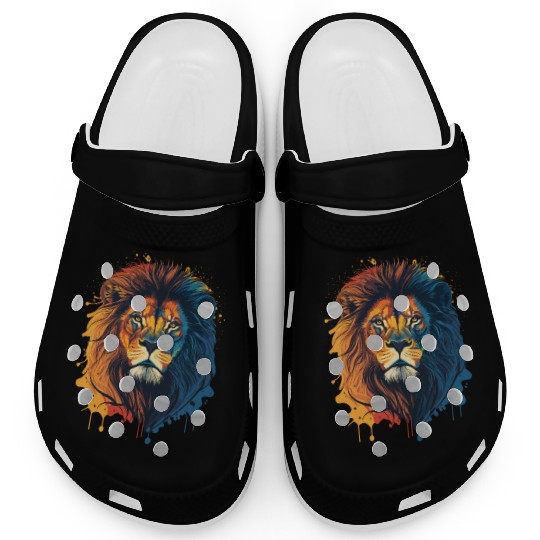 Colorful Lion Portrait Clogs