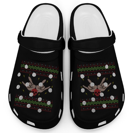 Love Metal Music Heavy Rock Ugly Christmas Clogs