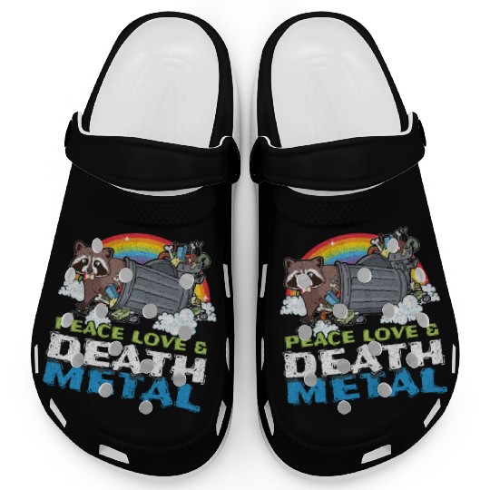 Trash Racoon Love Peace Metal Music Heavy Rock Clogs