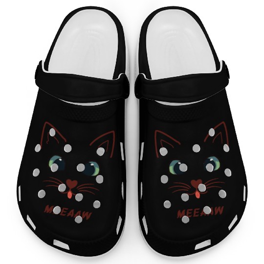 Illustration Cat Cute Face Clogs 2