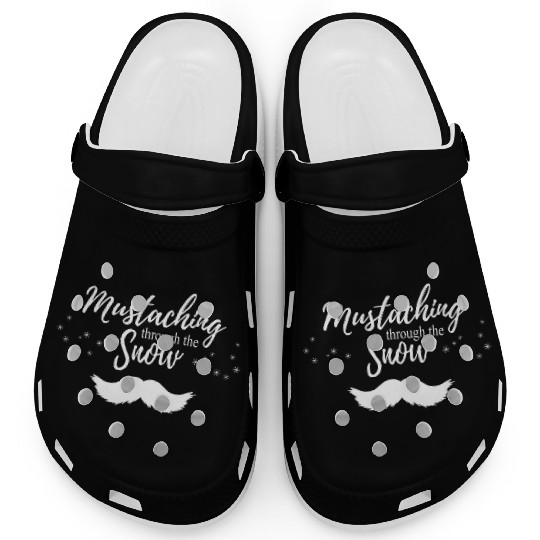 Mustaching through the Snow - White Clogs