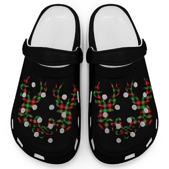 Buffalo plaid deer couple Clogs