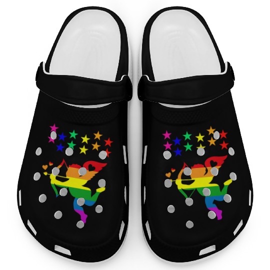 cupid rainbow valentines day hearts day love gift Clogs