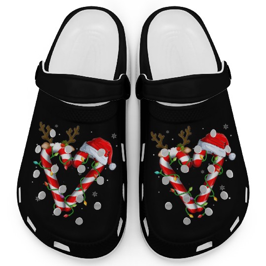 Candy Cane Crew Santa Christmas Lights Xmas Kids Clogs