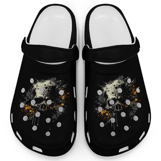 Ink Splatter Skull Clogs
