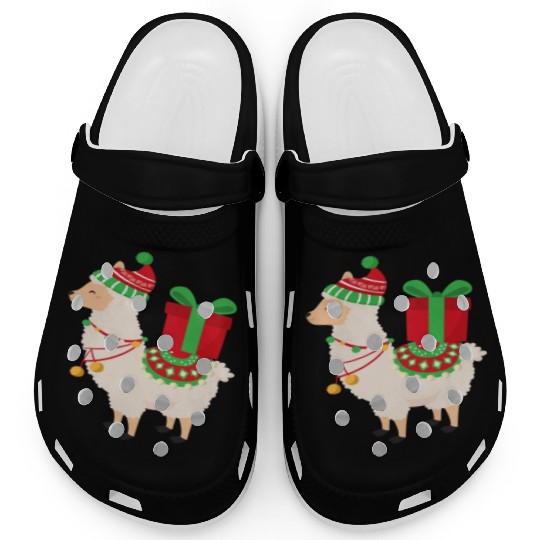 Lama with Christmas present Clogs