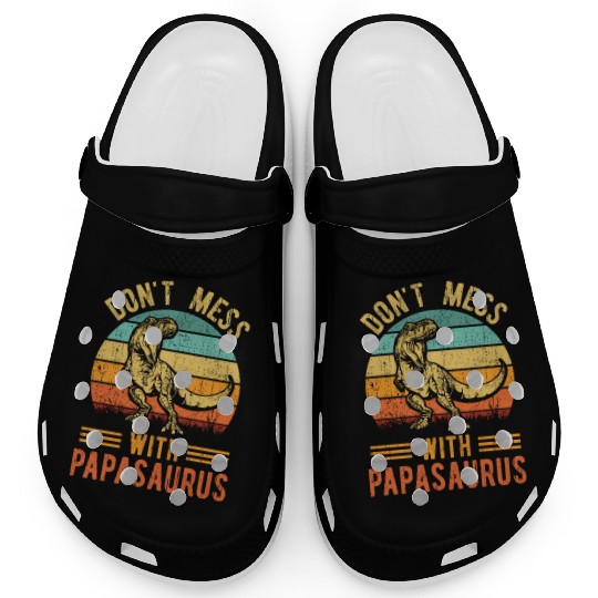 Papa Dad Father Dinosaur Funny Design - Papasaurus Clogs