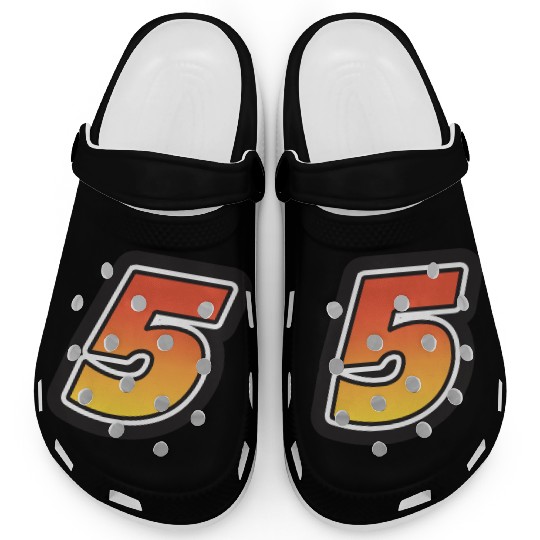 Number Five 5 Gradient Yellow Orange 3 Stroke Clogs