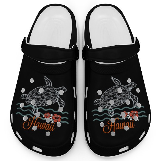 Hawaii Sea Turtle Hibiscus Flowers Souvenir Clogs