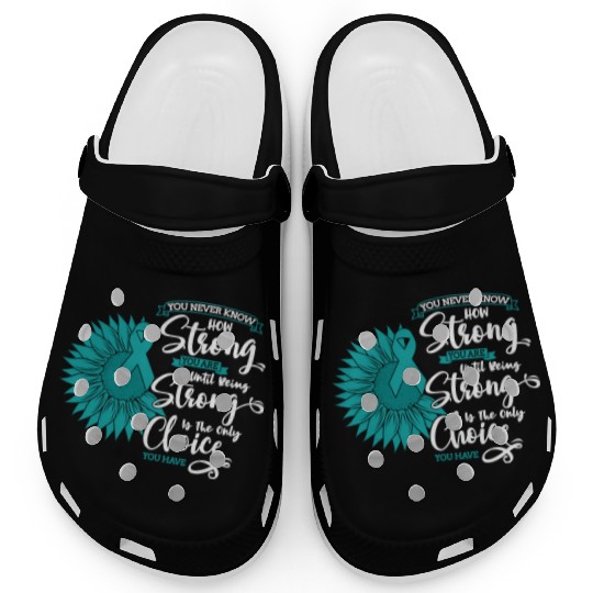 Cervical Cancer Awareness Month Teal Sunflower Clogs
