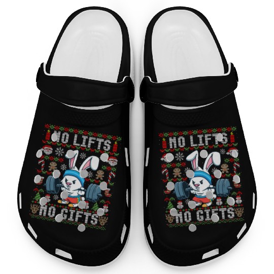 Funny No Lifts No Gifts Ugly Christmas Workout Clogs