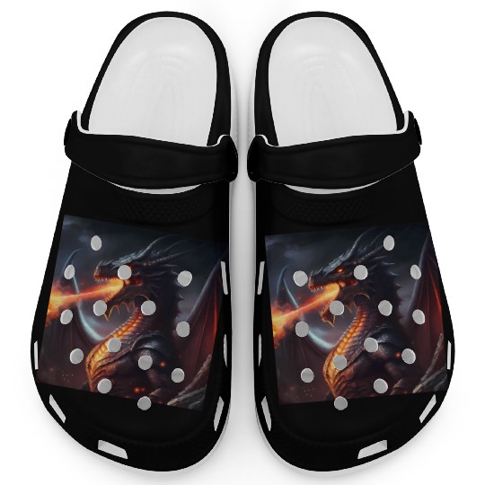 Dark Fantasy fire breathing dragon version 2 Clogs