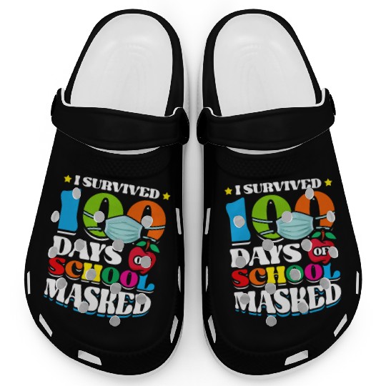 I Survived 100 Days Of School Masked Pupils Home Clogs