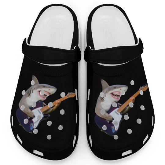 Shark jamming on an electric guitar Clogs