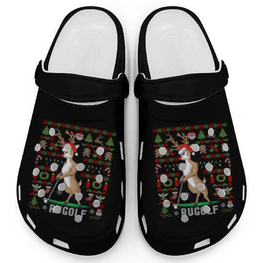 Golf Reindeer Pun Golfer Ugly Christmas Golfing Clogs