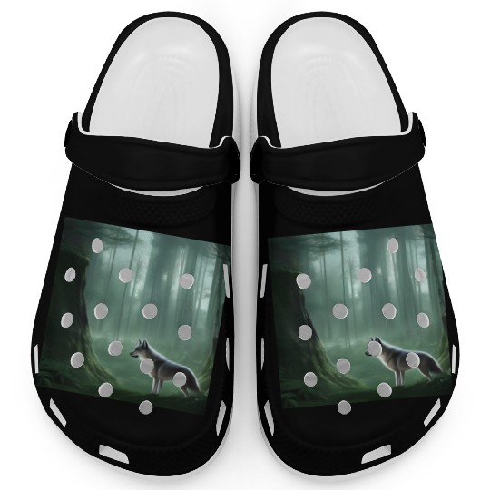 White wolf in the forest Clogs