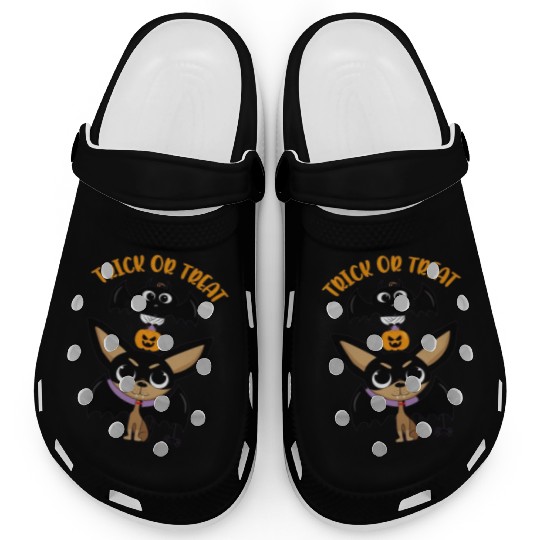 Trick-or-treating Vampire Chihuahua with Bat Clogs