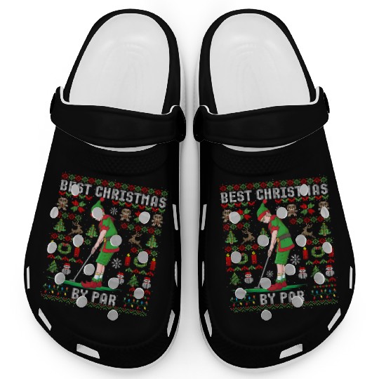 Golf Elf Pun Golfer Ugly Christmas Golfing Clogs