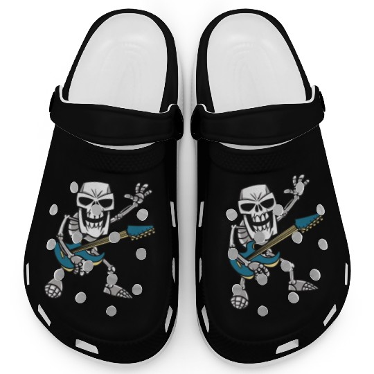 Rock & Roll Skeleton Guitar Music Lover Rockstar Clogs