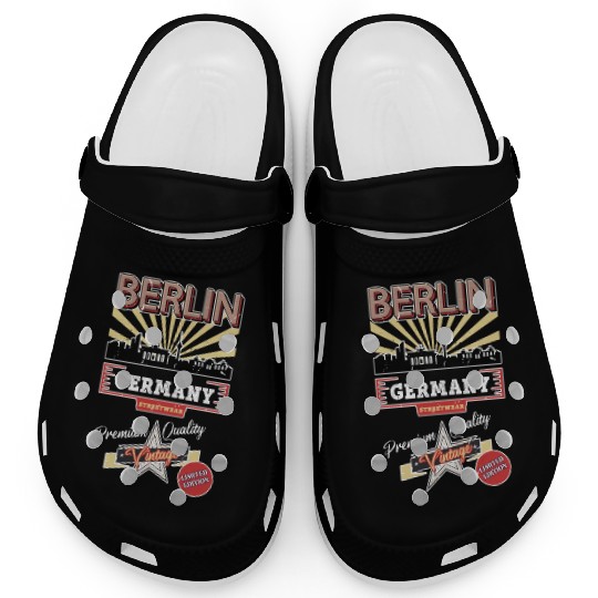 Berlin Germany German City Skyline Vintage Retro Clogs